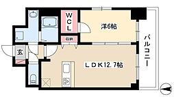 プレサンス栄ライズ 11階1LDKの間取り