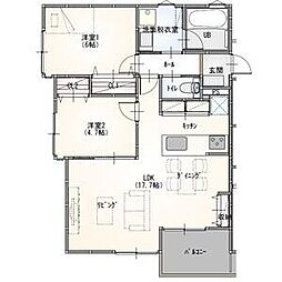 (仮)名古屋市昭和区御器所アパート 2階2LDKの間取り
