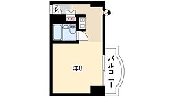 荘苑御園 2階ワンルームの間取り