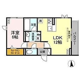 ルヴィータ矢田南 3階1LDKの間取り