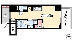 御幸レジデンス丸の内 1階ワンルームの間取り