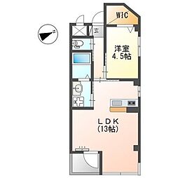 クレシア吹上 3階1LDKの間取り