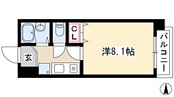 リバーサイドタカセ 1Kの間取図画像