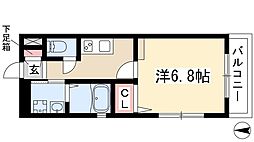 meLiV桜山 1Kの間取図画像