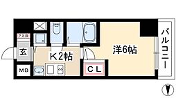 プレサンス鶴舞グリーンパーク 1Kの間取図画像