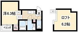 アルテミス新栄 1Kの間取図画像