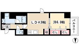 稲垣ビル栄ディアコート白川 1DKの間取図画像