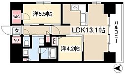 プレサンスロジェ丸の内CENTRALCASA 2LDKの間取図画像