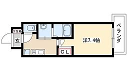 リバーコート砂田橋 1Kの間取図画像
