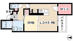 ぱ～くたうんルナ名古屋 1LDKの間取図画像
