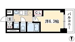プレサンスサカエリバースタイル 1Kの間取図画像
