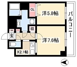 エスポアール千種 2Kの間取図画像