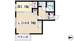 セジュール金山 ワンルームの間取図画像
