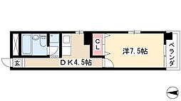 パークサイドメゾン伏見 1DKの間取図画像