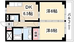 第3タジックビル 2DKの間取図画像