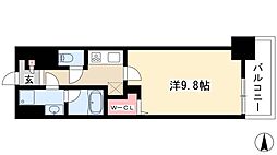トレヴィ高岳 1Kの間取図画像