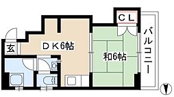 第3記念橋ビルヂング 1DKの間取図画像