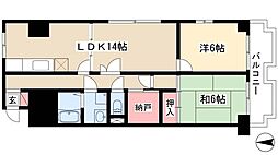 第11オーシャンビル 2LDKの間取図画像