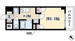 パルティール鶴舞 1Kの間取図画像