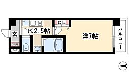 パークフラッツ金山 1Kの間取図画像