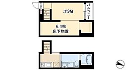 CielBleu九重 1Kの間取図画像