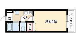 リバーサイドタカセ 1Kの間取図画像