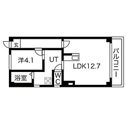 BLOOM北山本町 1LDKの間取図画像