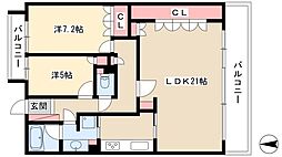 センチュリーステイツ高岳 2LDKの間取図画像