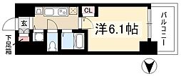 プレサンスSAKAE白川公園2 1Kの間取図画像