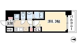 プレサンス錦ラウム 1Kの間取図画像