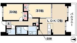 ヴィラエーデル大須 2LDKの間取図画像