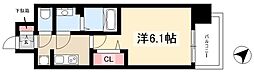 アステリ鶴舞トゥリア 1Kの間取図画像