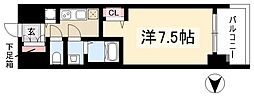 プレサンスジェネ葵 1Kの間取図画像