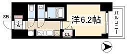 プレサンスザ大須観音 1Kの間取図画像