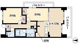 ヴィラエーデル大須 2LDKの間取図画像