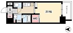 スリーアイランドタワーサクラヤマ 1Kの間取図画像