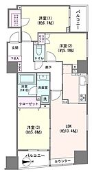 上野アインスタワー 3LDKの間取図画像