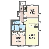 ブルーコーラルC 103 ｜ 群馬県太田市東矢島町1352-1（賃貸アパート2LDK・1階・55.75㎡） その2