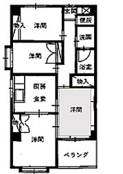 サンライフホソヤ 3階4DKの間取り