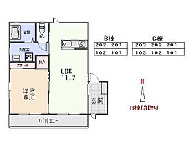 ヴィラ　ブリッツB 102 ｜ 群馬県太田市飯田町749（賃貸アパート1LDK・1階・42.67㎡） その2