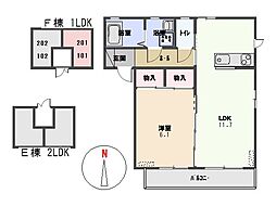 カトリーヌF 1LDKの間取図画像