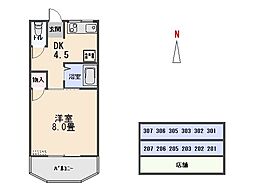 K&Aハイツ 1DKの間取図画像