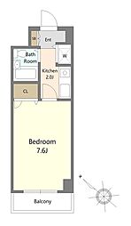 シティライブ多摩川 2階1Kの間取り