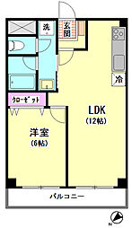 三榮マンション第一 1LDKの間取図画像