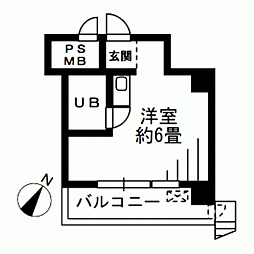 タウンハイツ銀座 8階ワンルームの間取り