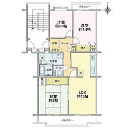 桜苑西の原10号棟 3LDKの間取図画像