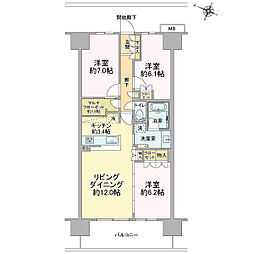 ガーデンゲート千葉ニュータウン中央WEST 3LDKの間取図画像