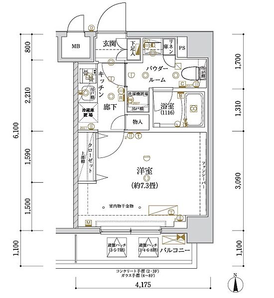 アルコバレーノ亀戸 703｜東京都江東区亀戸4丁目(賃貸マンション1K・7階・25.46㎡)の写真 その2