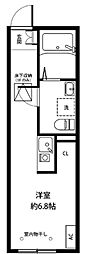kissa 1階ワンルームの間取り