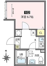 アネックス三河島 1Kの間取図画像